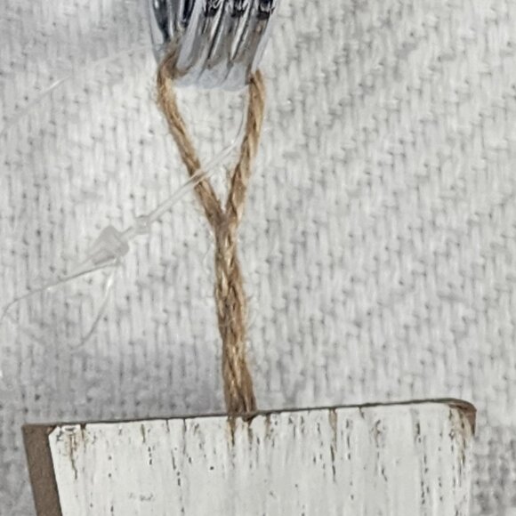 Rustic Whitewash Embossed Particle Board Beaded Faux Wood Love Sign on 8" Cross - Picture 6 of 16